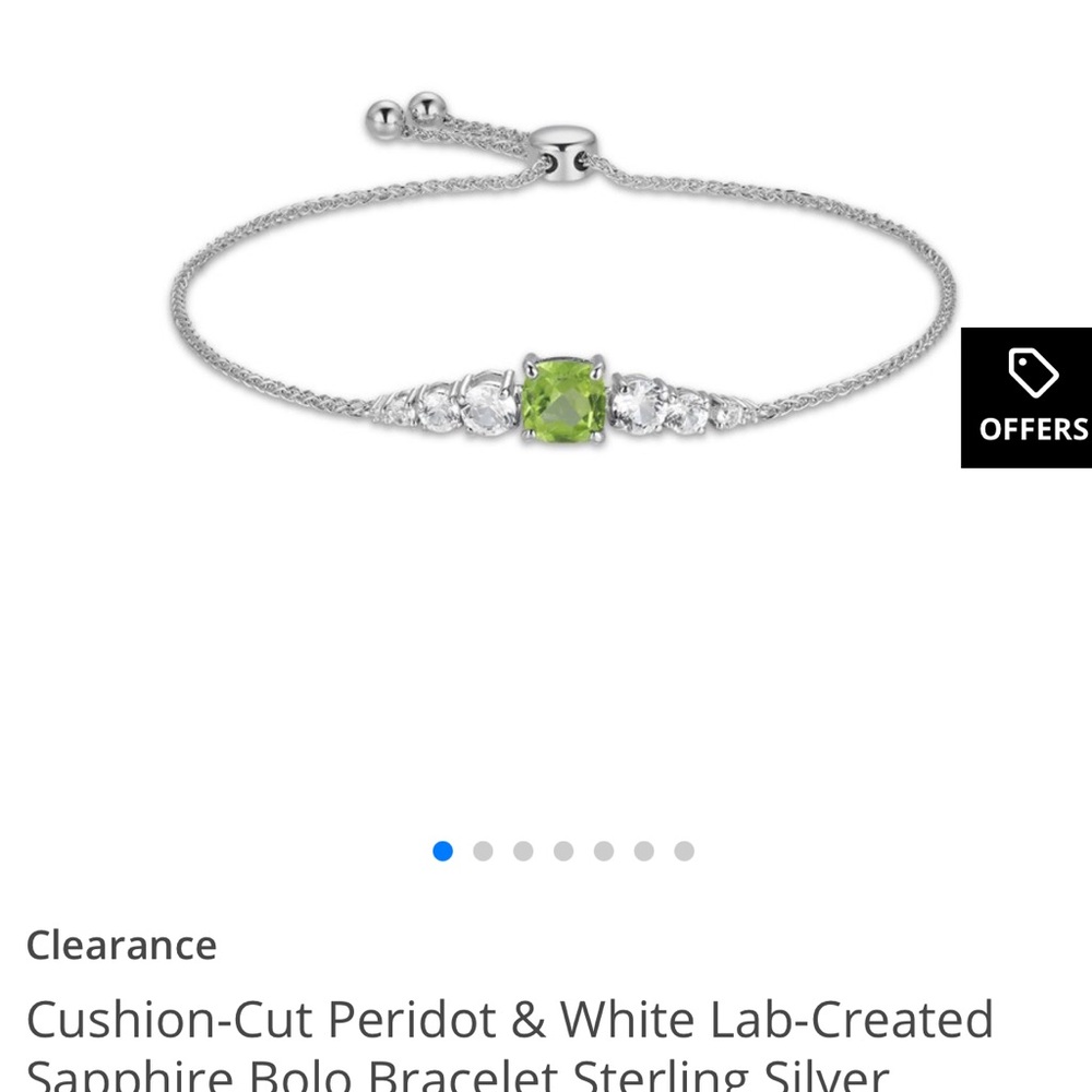 Sterling Silver peridot bolo bracelet with white sapphires. - Picture 7 of 9